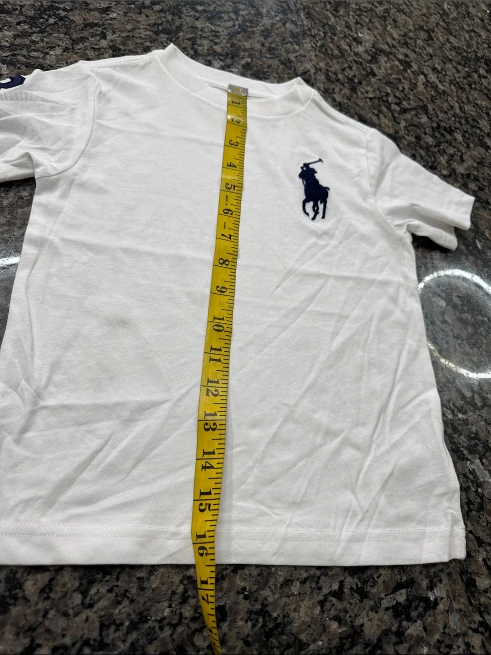 Ralph Lauren White Tee with Navy Polo Player Logo NEW 3T